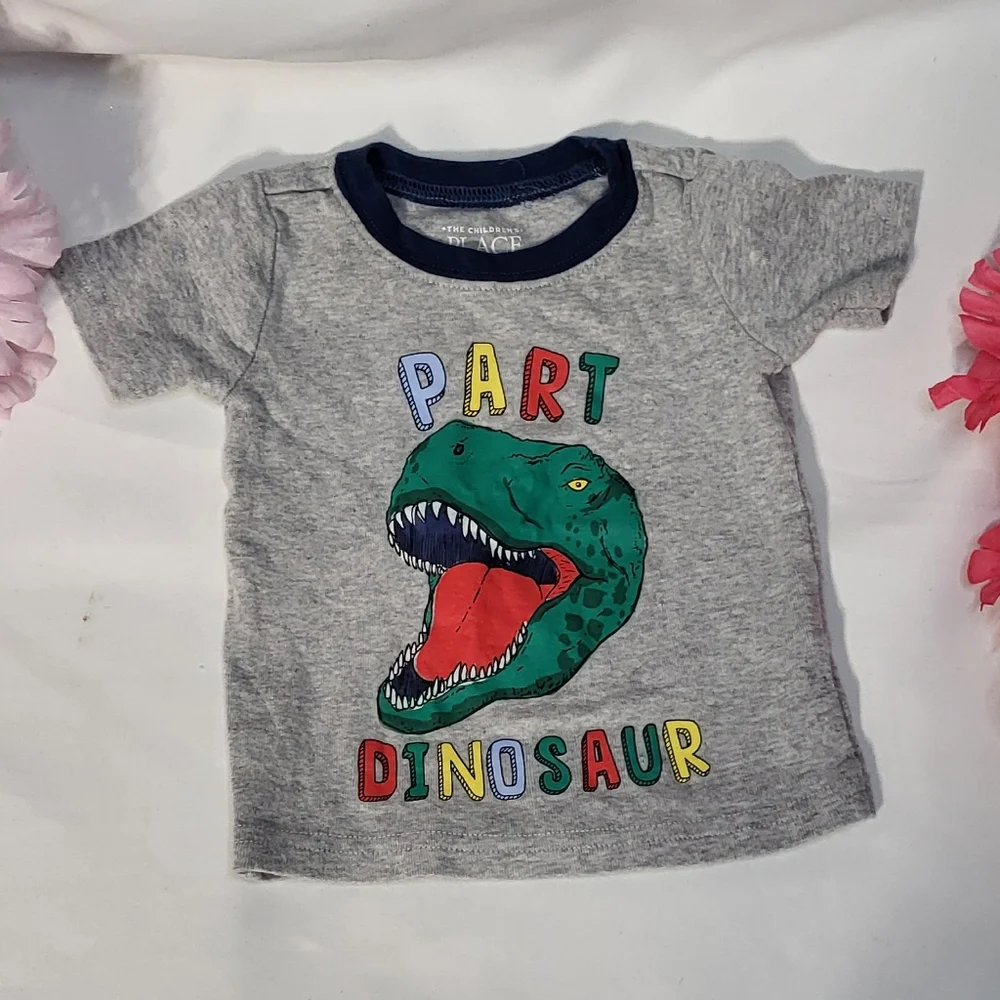 The Children's Place Baby Boys 3-6M Gray Dinosaur Graphic Short Sleeve T-Shirt